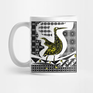 talavera egret bird ecopop in tribal wallpaper of porcelain art Mug